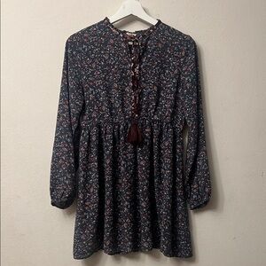 Hem & Thread Floral Mini Dress - Black and Pink 312 boho